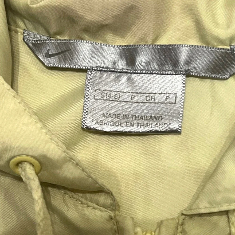 Nike Womens Vintage Track Windbreaker Jacket Pale Yellow Black Full Zip Small